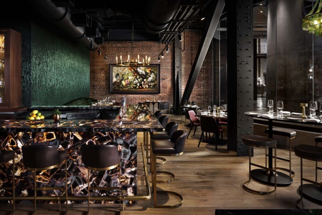 Dining area at Stone & Webster Chop House Savannah Plant Riverside DIstrict