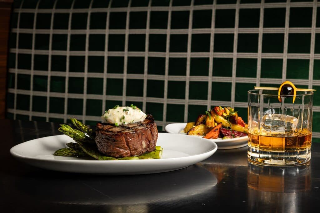 Steak and cocktails at Stone and Webster Chophouse steakhouse in Savannah