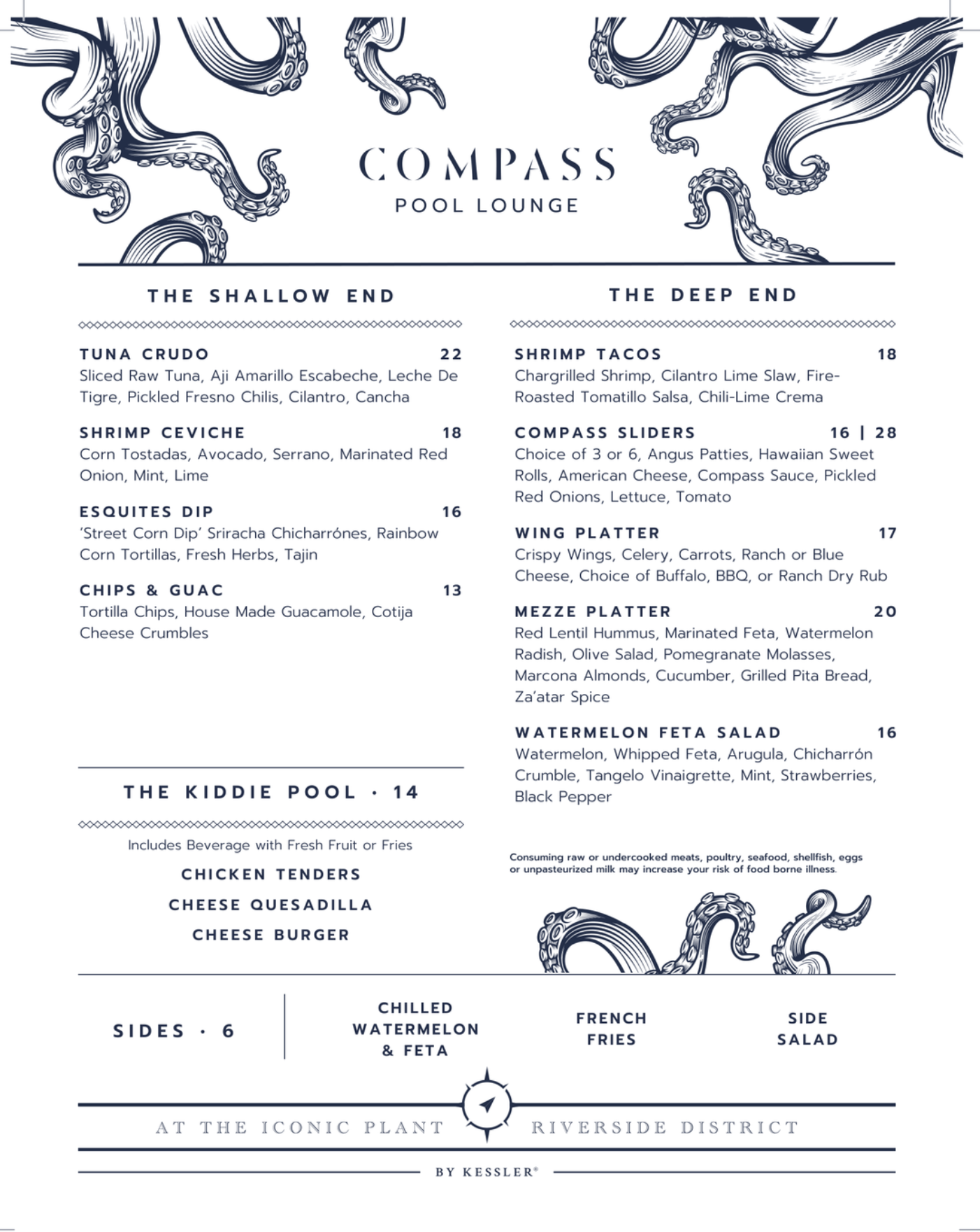Compass Pool and Lounge Spring 2026 menu