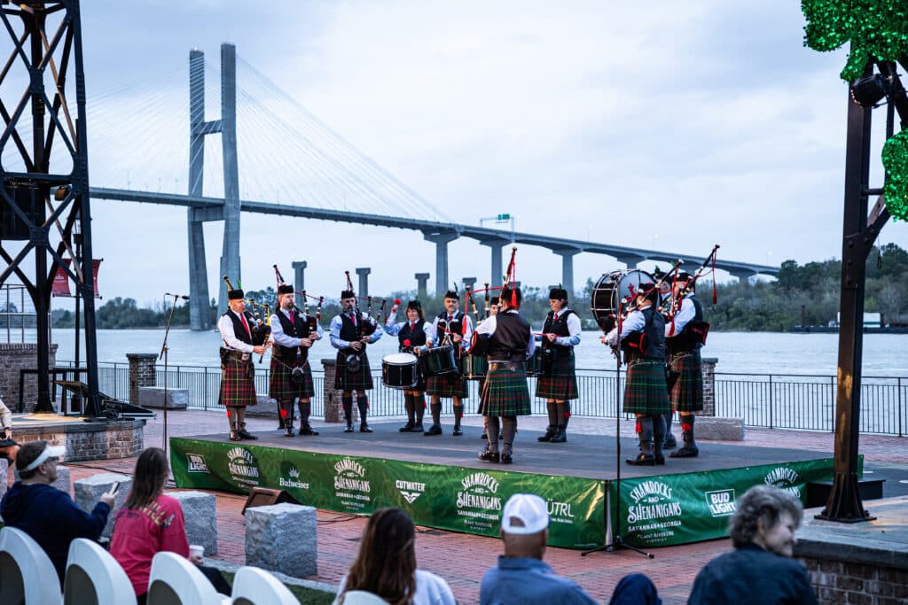 Shamrocks and Shenanigans show at MLK park at Plant Riverside District Savannah