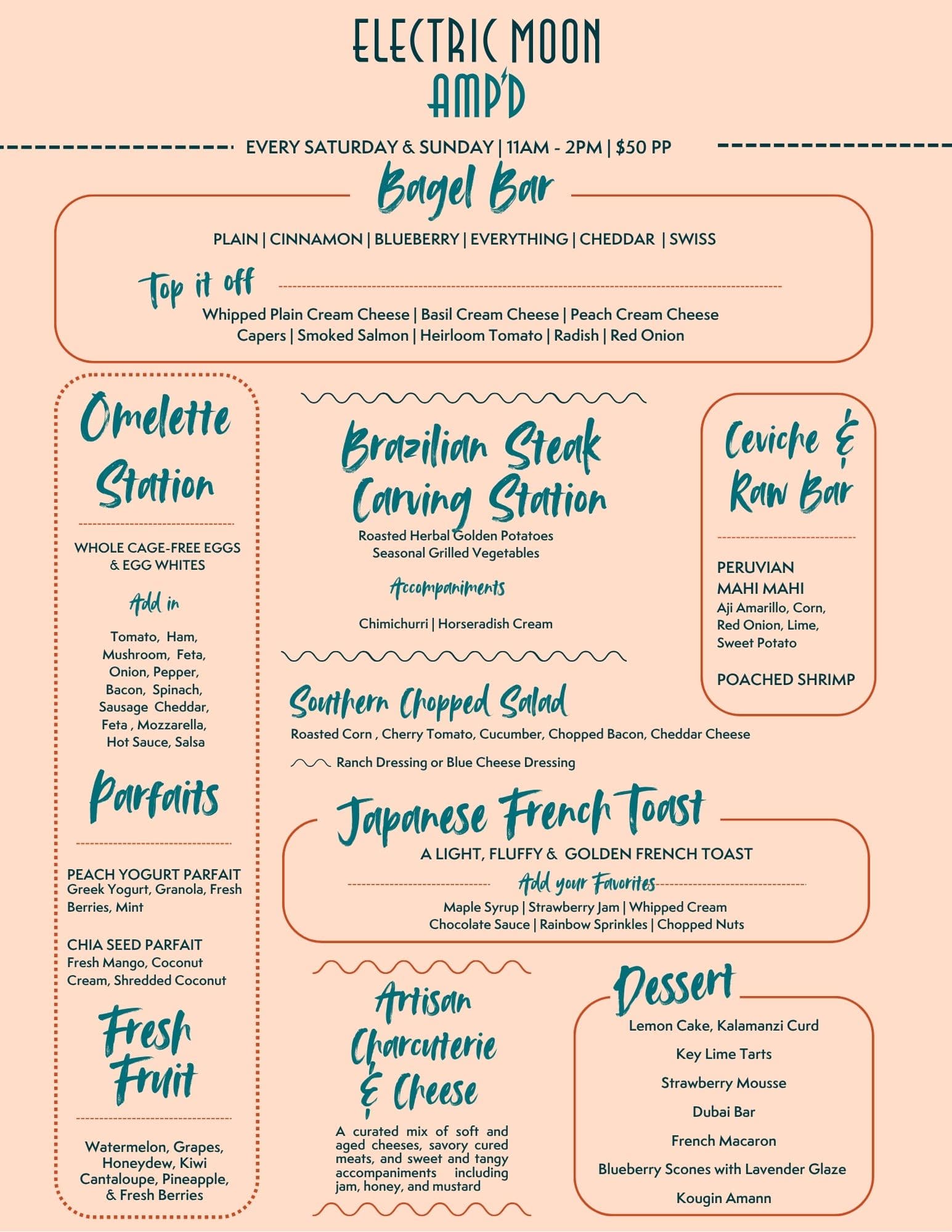 AMP'D Brunch menu Jul 2025