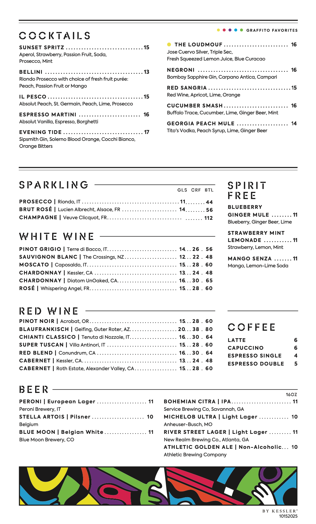 Graffito Fall cocktail menu