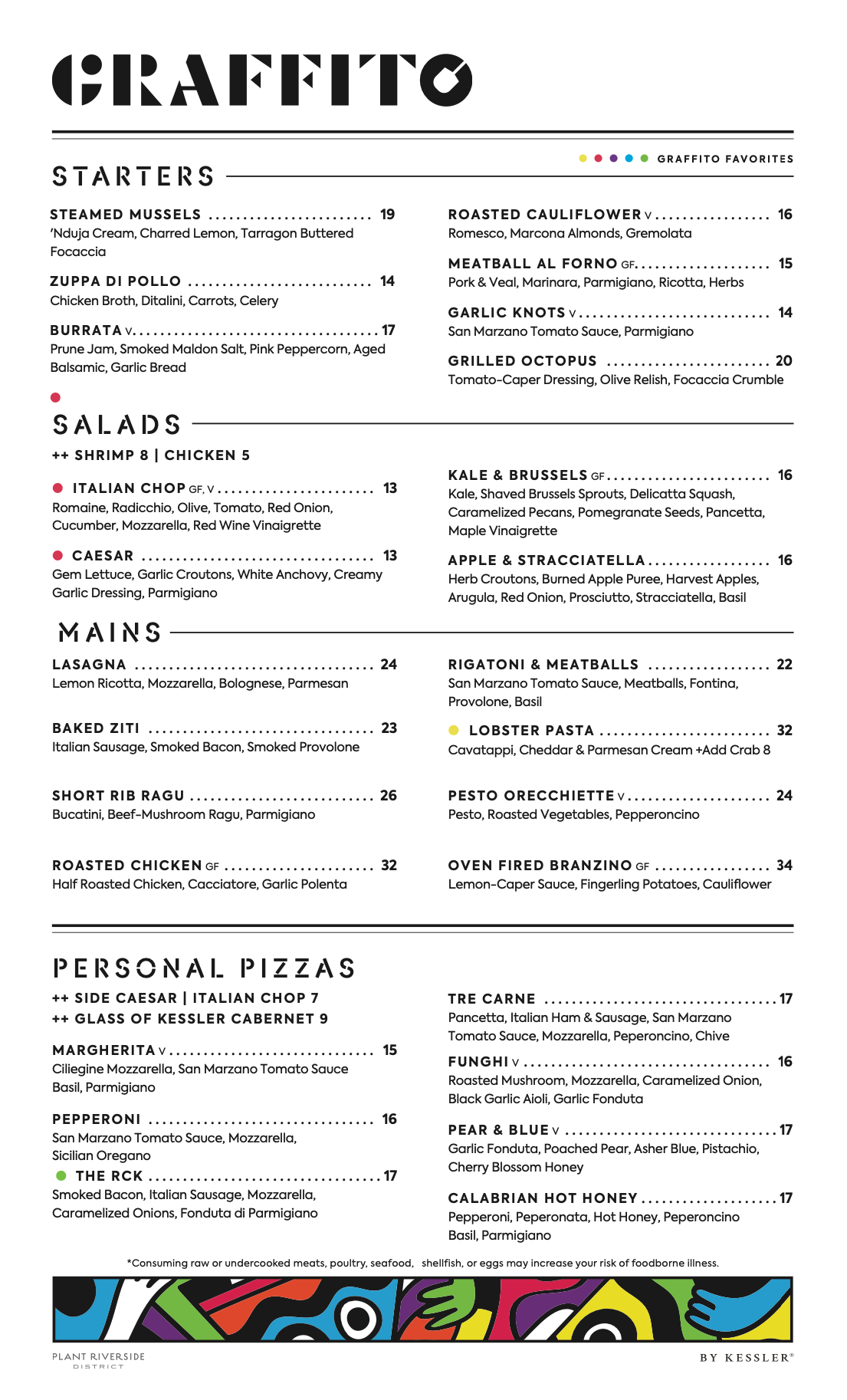 Graffito Winter 2026 full menu