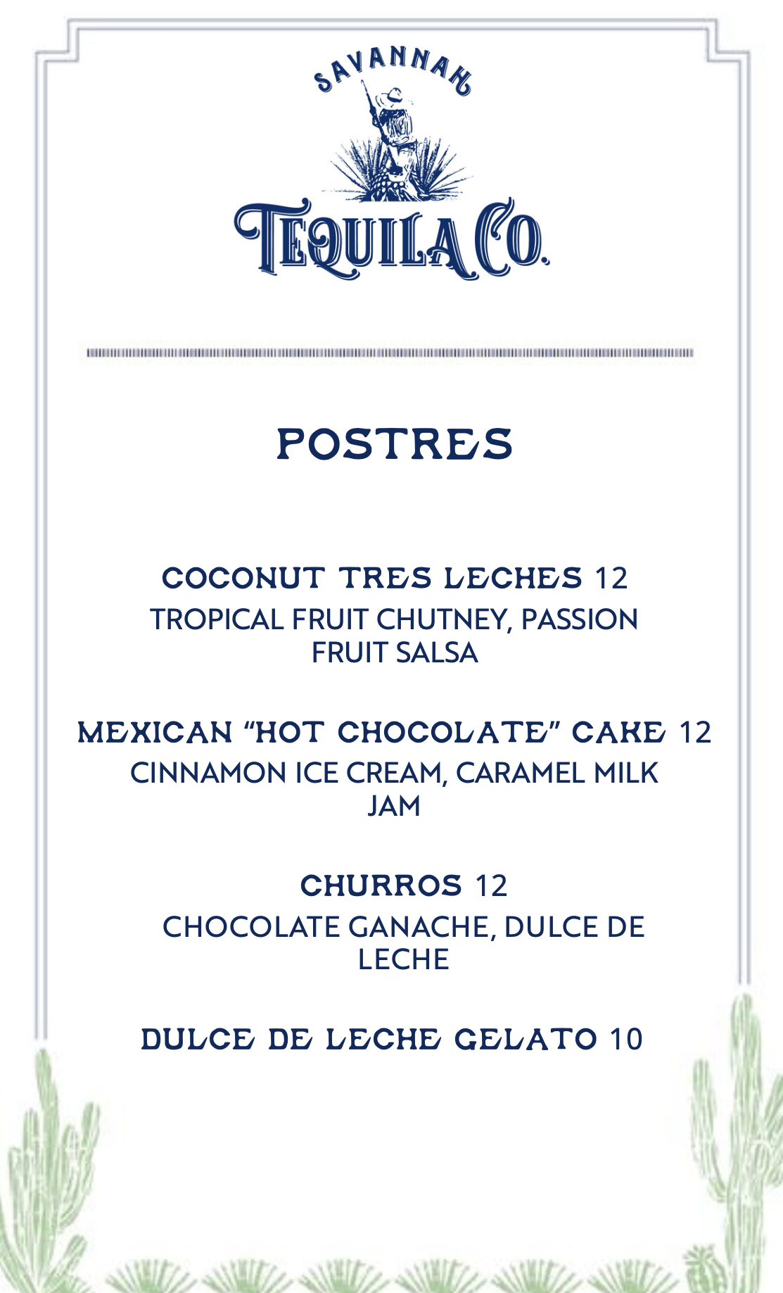Savannah Tequila Company spring dessert menu