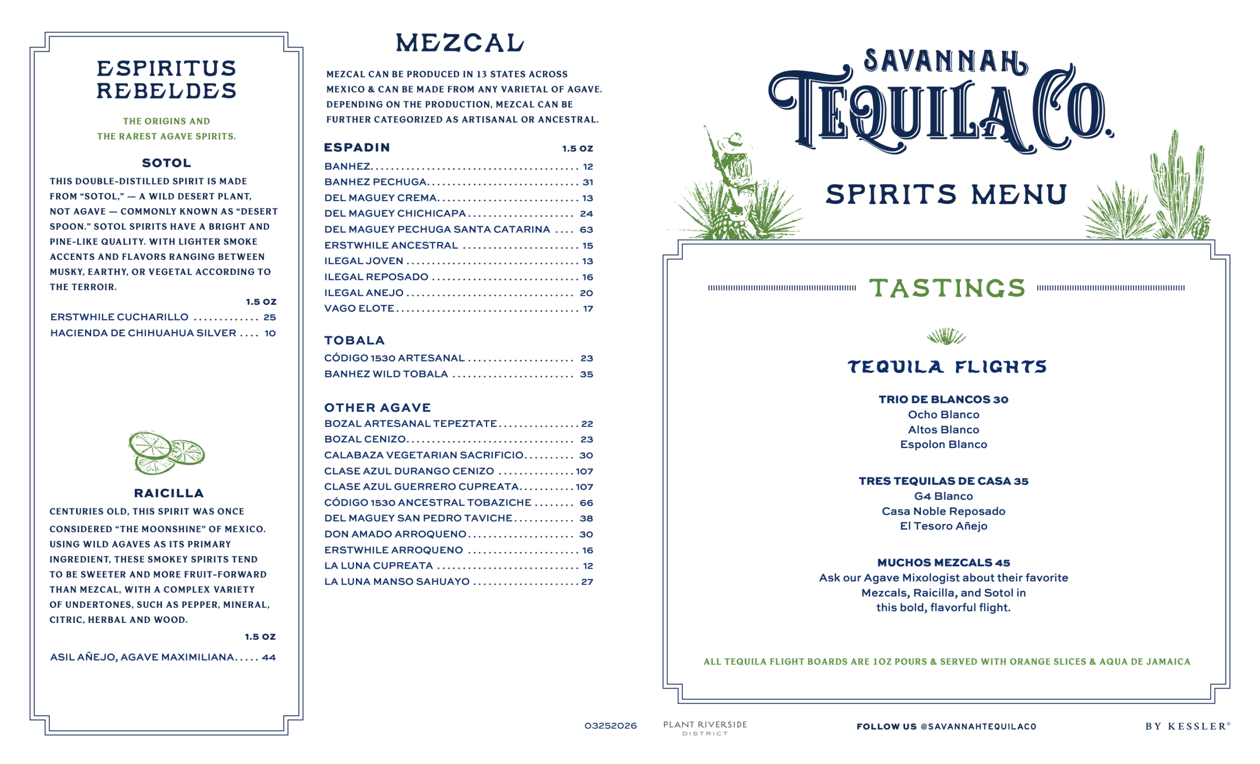 Savannah Tequila Company spring tequila menu