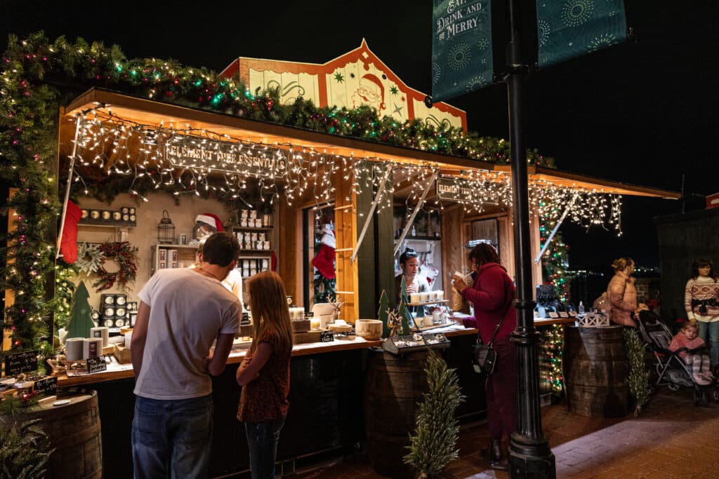 Savannah Christmas Market shopping on the riverwalk at Plant Riverside District Savannah