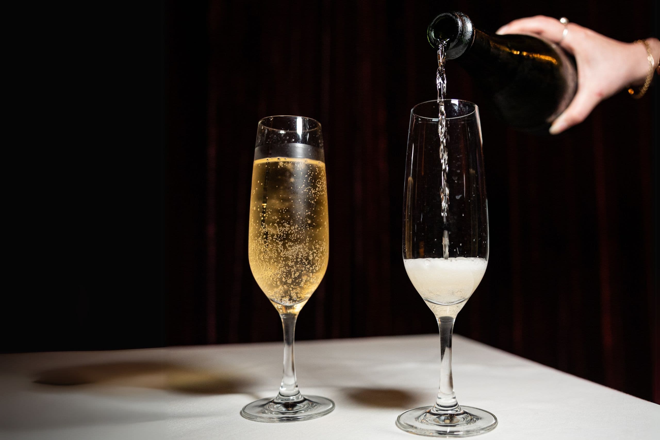 Champagne at Stone & Webster Chophouse at Plant Riverside District