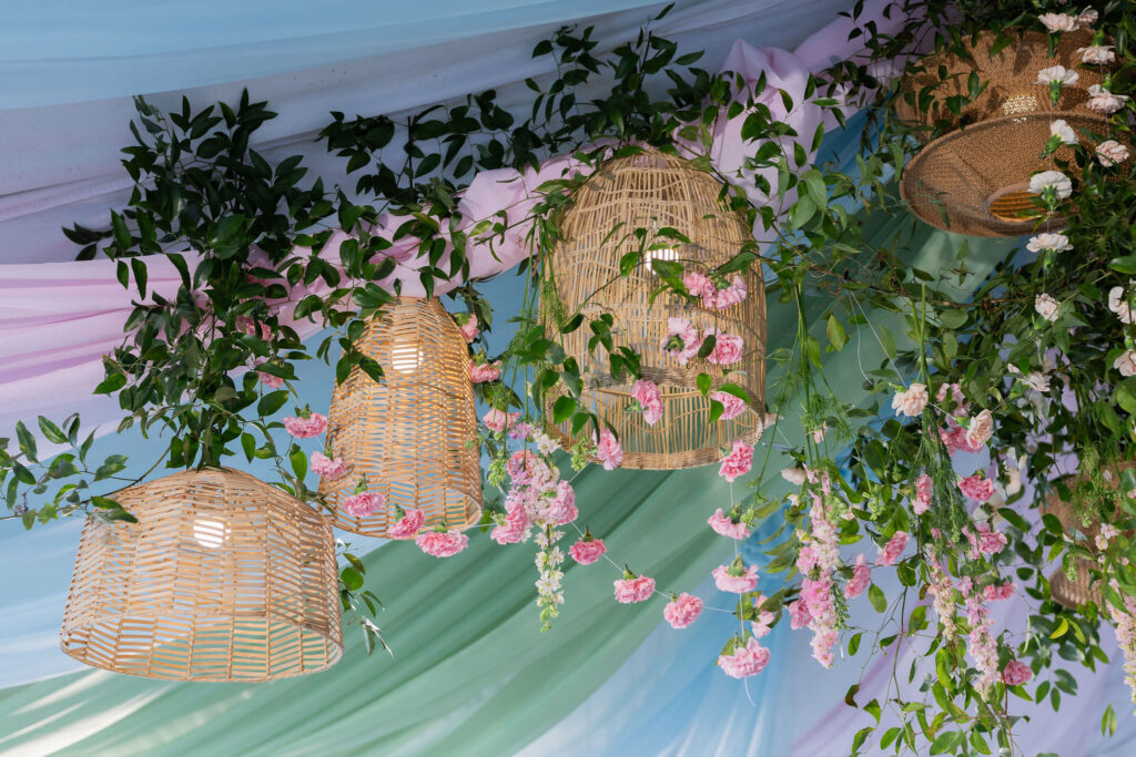 Floral decor for outdoor wedding celebrations overlooking the Savannah River